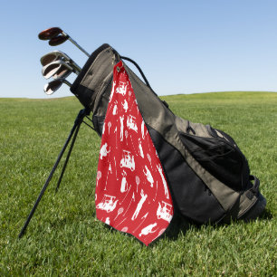 Weiße und rote Golf Symbole Muster Golf Handtuch