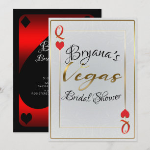 Weiße und Rote Herz-Dame Vegas-Brautparty Einladung