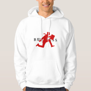 Weiße und rote illustrierte Business-Hoodie Hoodie