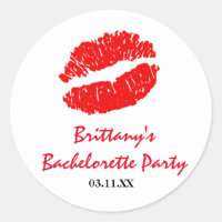 Weiße und rote Lippen Kiss Gastgeschenk Sticker