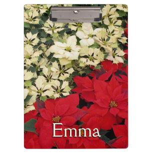 Weiße und rote Poinsettien I Holiday Floral Klemmbrett