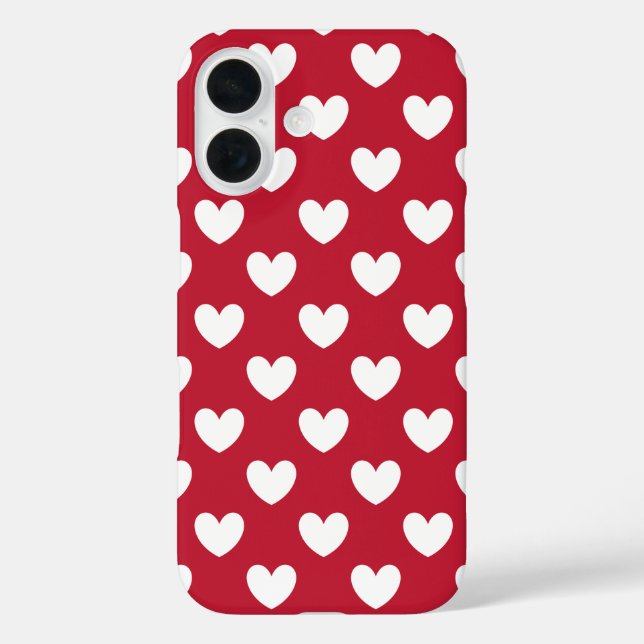 Weiße und rote Polka-Herzen Case-Mate iPhone Hülle (Rückseite)
