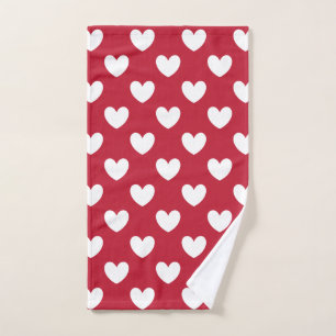 Weiße und rote Polka-Herzen Handtuch