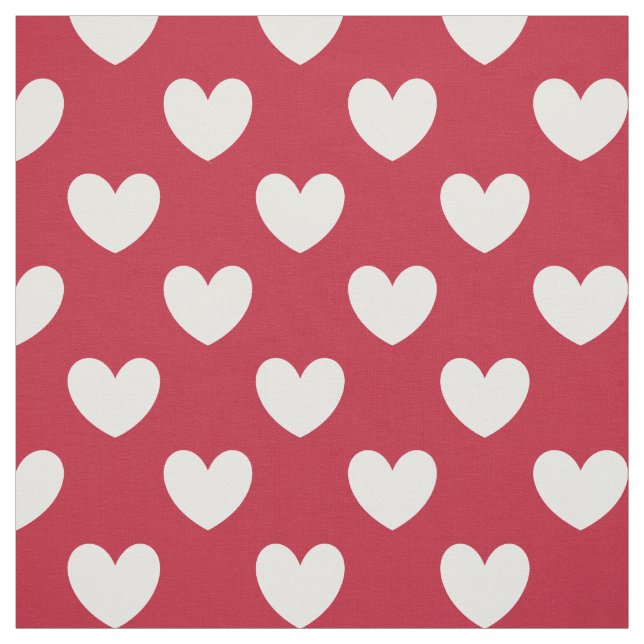 Weiße und rote Polka-Herzen Stoff (Muster)