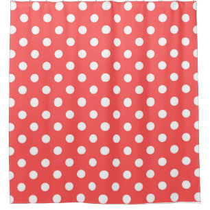 Weiße und rote Polka-Punkte Duschvorhang
