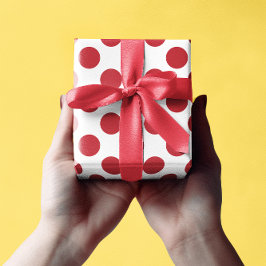 Weiße und rote Polka-Punkte Geschenkpapier