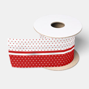 Weiße und rote Polka-Punkte Satinband