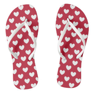 Weiße und rote Pünktchenherzen Flip Flops