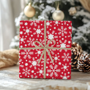 Weiße und rote Schneeflocken-Verpackungspapier Geschenkpapier