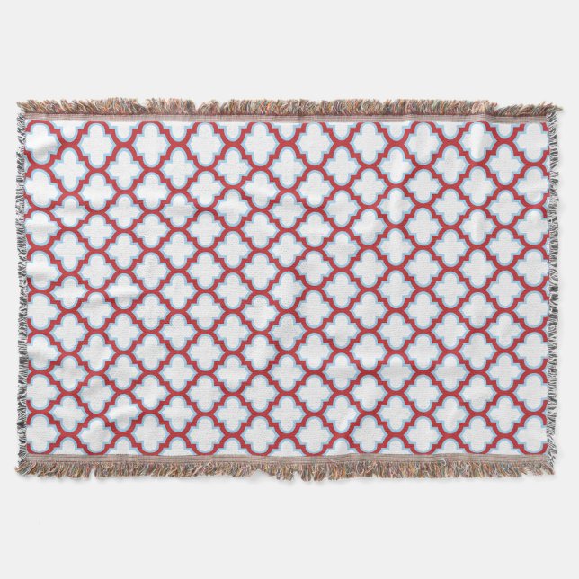 Weiße und rote Trellis, Gitter, Quatrefolie Decke (Vorderseite)