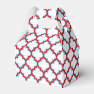Weiße und rote Trellis, Gitter, Quatrefolie Geschenkschachtel