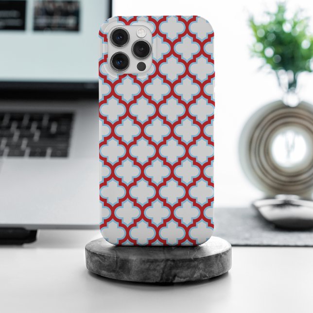 Weiße und rote Trellis, Gitter, Quatrefolie iPhone Hülle (Von Creator hochgeladen)