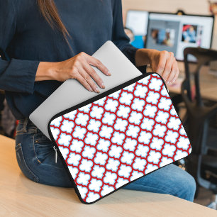Weiße und rote Trellis, Gitter, Quatrefolie Laptopschutzhülle
