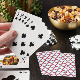 Weiße und rote Trellis, Gitter, Quatrefolie Spielkarten