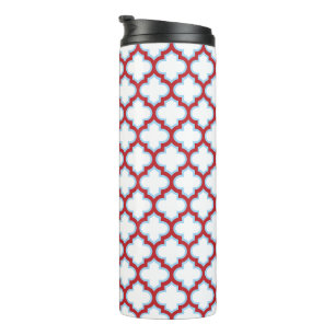 Weiße und rote Trellis, Gitter, Quatrefolie Thermosbecher