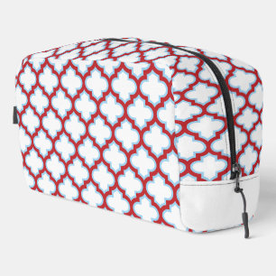 Weiße und rote Trellis, Gitter, Quatrefolie Waschbeutel