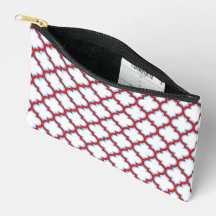 Weiße und rote Trellis, Gitter, Quatrefolie Zubehörtasche