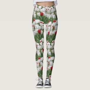 Weiße und rote Tulpen Leggings