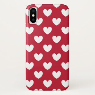 Weiße und rote Tupfenherzen Case-Mate iPhone Hülle