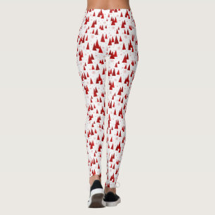 Weiße und rote Weihnachtsbaume mit Schneeflocken-M Leggings