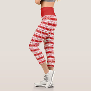 Weiße und rote Weihnachtsferde und Schlittenpatter Capri Leggings