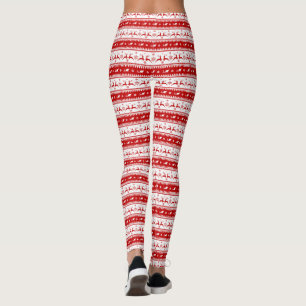 Weiße und rote Weihnachtsferde und Schlittenpatter Leggings
