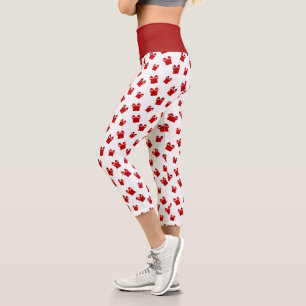 Weiße und rote Weihnachtsmuster Geschenkboxen Hoch Capri Leggings