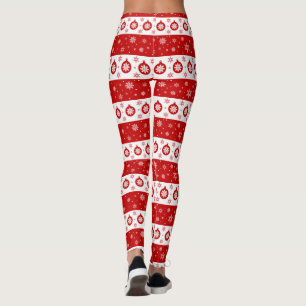 Weiße und rote Weihnachtsschneeflocken Leggings