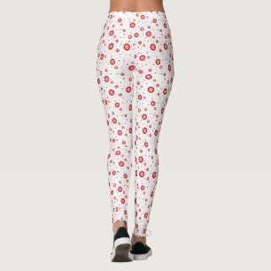 Weiße und rote Weihnachtsschneeflocken Muster voll Leggings