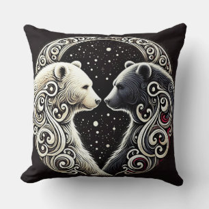 Weiße und schwarze Bären im Yin Yang-Design Kissen