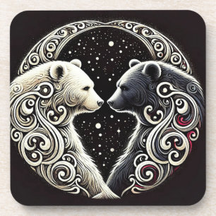 Weiße und schwarze Bären in einem Yin-Yang-Design Getränkeuntersetzer