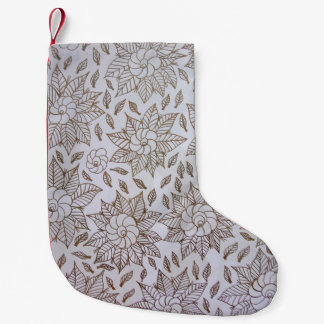 Weiße und schwarze Blumentextilien Kleiner Weihnachtsstrumpf