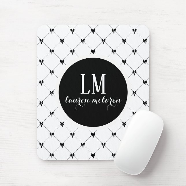Weiße und schwarze Bogenmonogramm Mousepad (Mit Mouse)