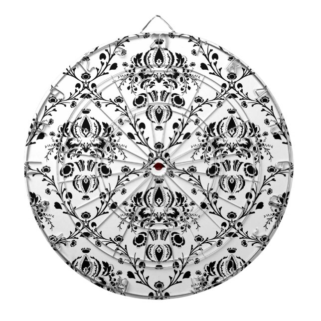 Weiße und schwarze Damast Dartscheibe (vorne)