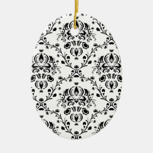 Weiße und schwarze Damast Keramik Ornament