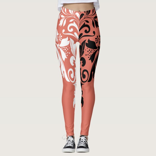 Weiße und schwarze Girl-Wirbel Leggings (Vorderseite)