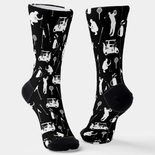 Weiße und schwarze Golf Symbole Muster Socken