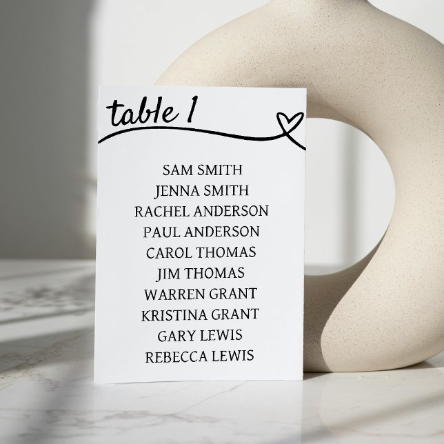 Weiße und schwarze Herzenshochzeit Tischnummer (White & Black Couple Heart Wedding Table Number)