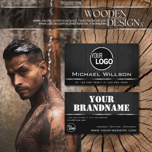 Weiße und schwarze Holzkarten Logo-Logos für das Visitenkarte