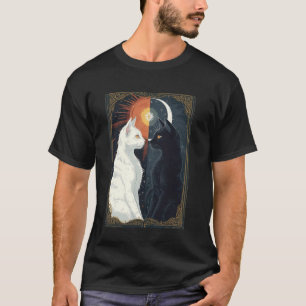 weiße und schwarze Katzen Mond und Sonne Tarot Kun T-Shirt