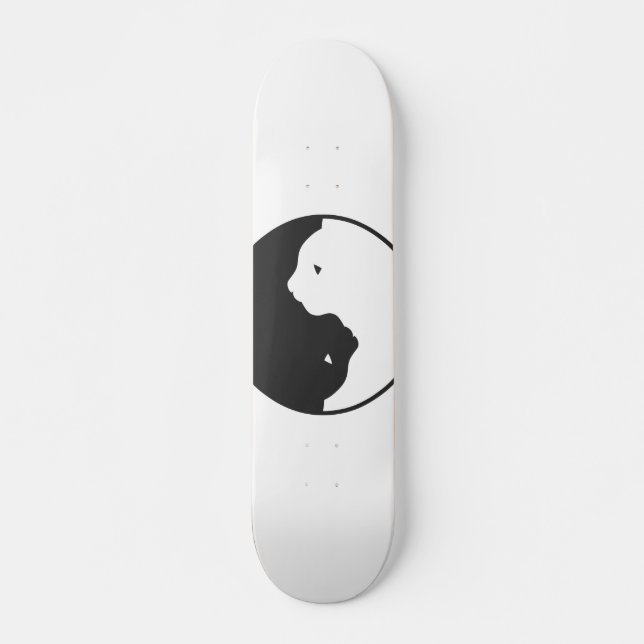 Weiße und schwarze Katzenharmonie - Rückenfarbe Skateboard (Vorne)