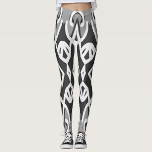 Weiße und schwarze "Ratti_Creative_Arts" Leggings