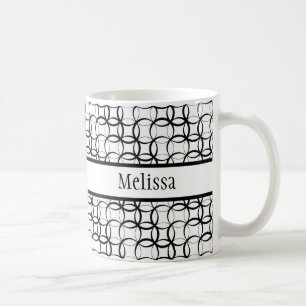 Weiße und schwarze Retro, Muster für überschneiden Kaffeetasse