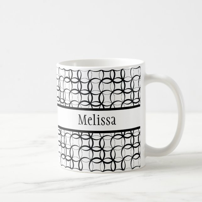 Weiße und schwarze Retro, Muster für überschneiden Kaffeetasse (Rechts)