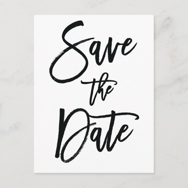 Weiße und schwarze Save the Date Postkarten (Vorderseite)