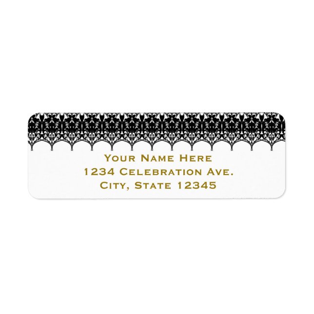 Weiße und schwarze Spitzen-Look Elegante Einladung (Vorne)