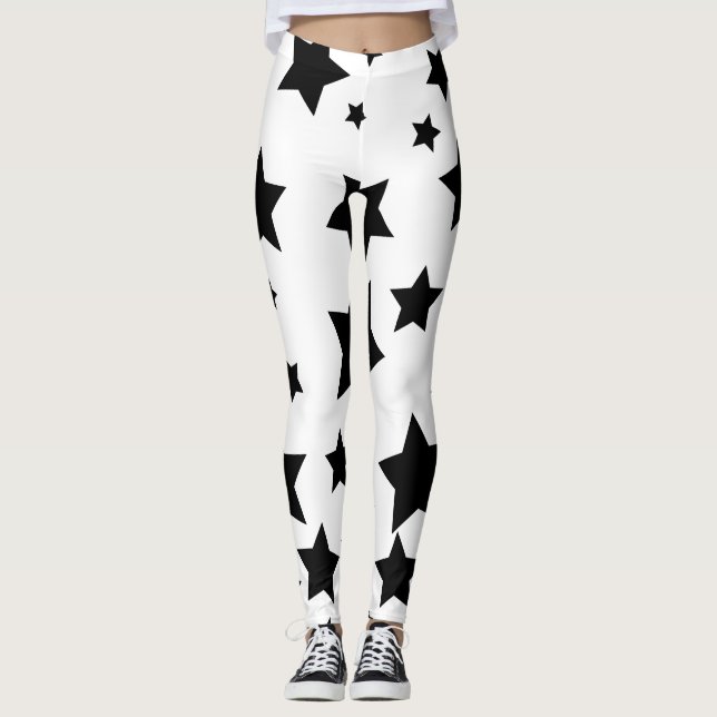 weiße und schwarze Stern-Leggings Leggings (Vorderseite)