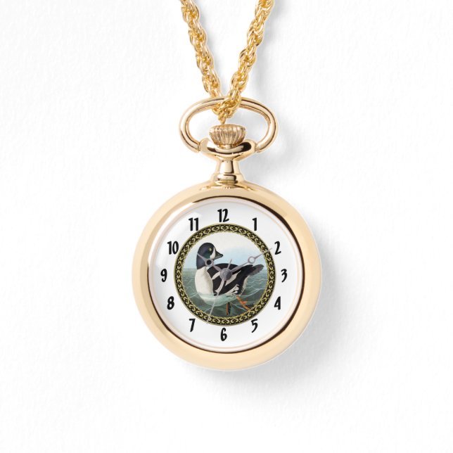 Weiße und schwarze Stockenten schwimmen im Wasser  Armbanduhr (Vorderseite)