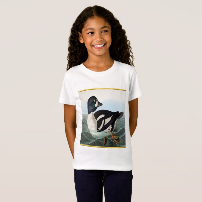 Weiße und schwarze Stockenten schwimmen im Wasser T-Shirt (Vorne ganz)