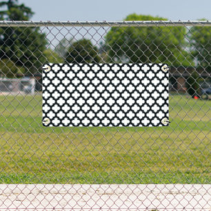 Weiße und schwarze Trellis, Gitter, Quatrefolie Banner